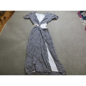 Abercrombie & Fitch Womens Dress Extra Small Black White Gingham Cut Out Waist